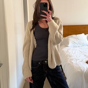 Hand knit mohair cream cardigan